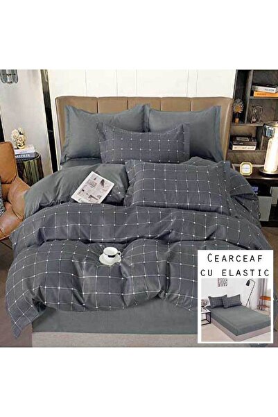 Patul Lenjerie Finet Satinat, 2 Persoane, Cearceaf cu Elastic, 6 Piese #FE186