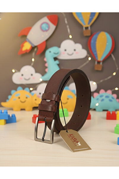 KASVA DERİ Kahverengi Deri Çocuk Kemeri 3 cm