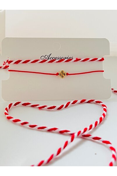 KOALA COMPANY 10 ADET KARTLI YONCA FİGÜRLÜ KIRMIZI İP+MARTENİÇKA BİLEKLİK 10 ...