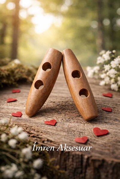 İMREN AKSESUAR Ahsap Çoban Düğme 5 Cm Kahverenginde 1 Paket 10 Adet