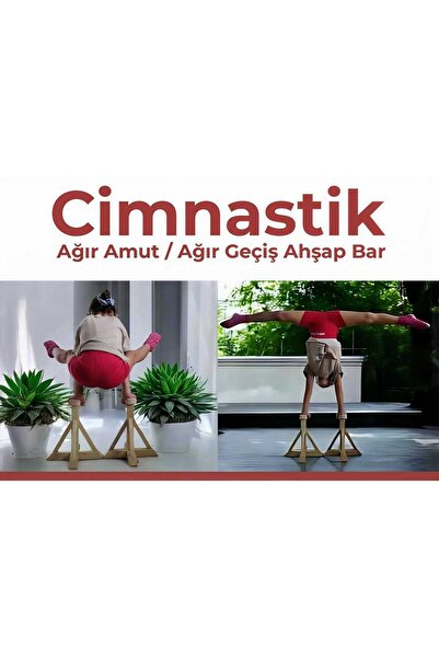 WoodBay Cimnastik Ağır Amut/Ağır Geçiş Ahşap Bar 2 Adet