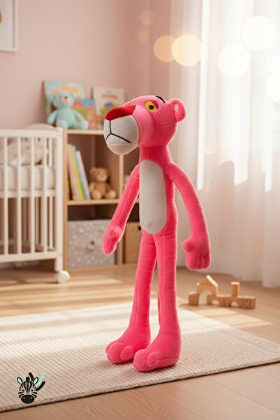 Zebra Toys Sevimli Pembe Pelüş Panter Oyuncak – Uzun Kollu, Yumuşak Dokulu, S...
