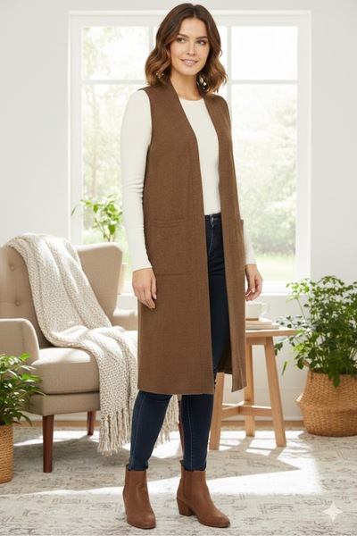 elma abone Vestă lungă tricotată de sezon nou