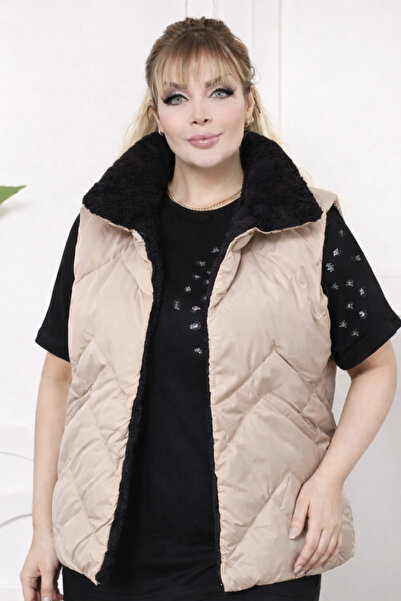 MODA سترة بجيوب قابلة للنفخ مع تفاصيل من الفرو