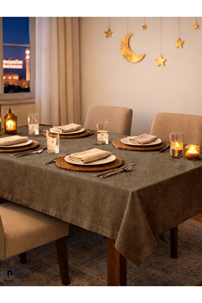 Perle Dnevna serija Somot tekstura Smeđa Stolnjak