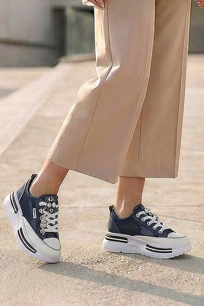 TW Tonny White Токио - 172 Ленени кецове с детайли от тюл, височина на тока (...