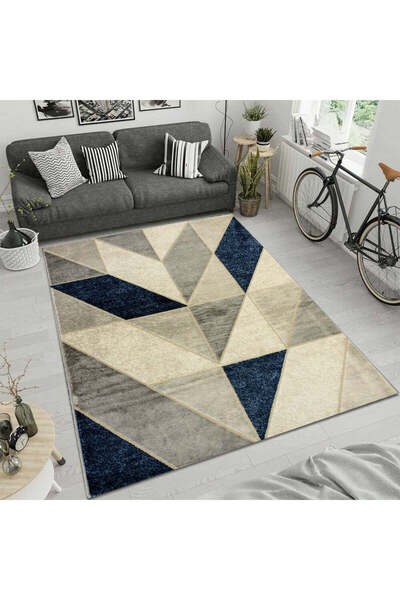 Dualhome Rug April Space Blue, 100x200 cm, Geometric - 100x200 cm, rectangle,...