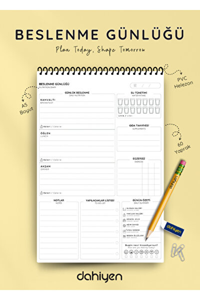 Dahiyen Günlük Beslenme Planlayıcısı | A5 Boyut
