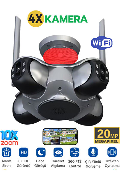 SONREİR IO781 WİFİ Güvenlik Kamerası 4 Kameralı 20MP ULTRA HD PTZ Hareketli S...