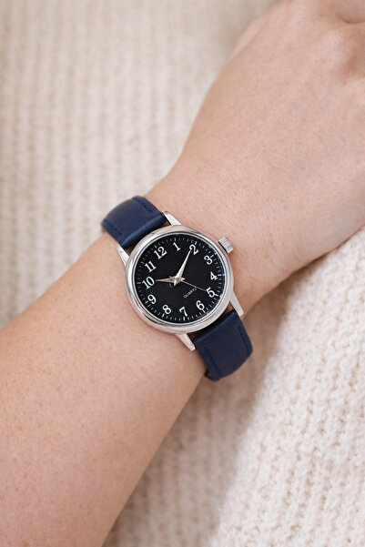 sonsuzsaat Gümüş Renk Kasa Deri Kordonlu Kadın Analog Şık Günlük Klasik Kol S...