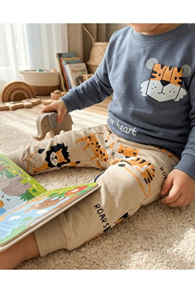 Store Kaplan Baskılı Erkek Bebek Eşofman Takımı