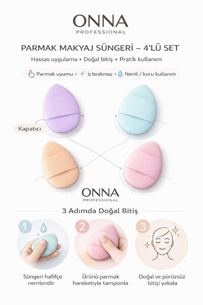 Sibelon Parmak Makyaj Süngeri - Mini Puf Kapatıcı Pudra Süngeri