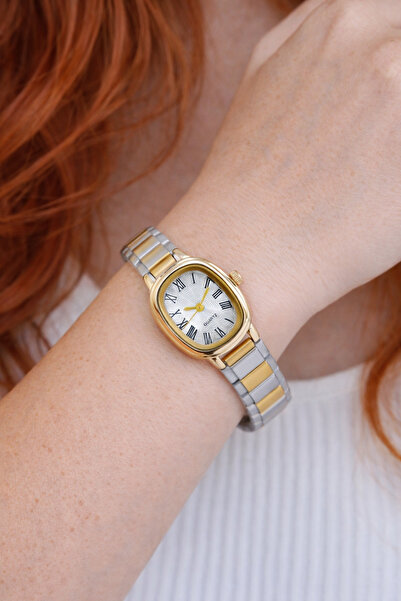 sonsuzsaat Altın Renk Oval Kasa Gümüş Altın Ayarlanır Kordon Roma Rakam Genç ...