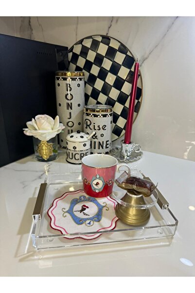 SETANO HOME Düz Kulp Pleksi Tepsi Mat gold