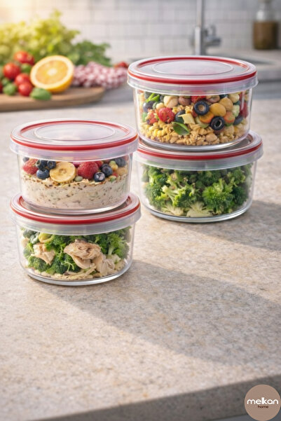 Melkan Home 4 Adet Mini Saklama Kabı 0,50 L Hava Sızdırmaz Contalı Vidalı Con...