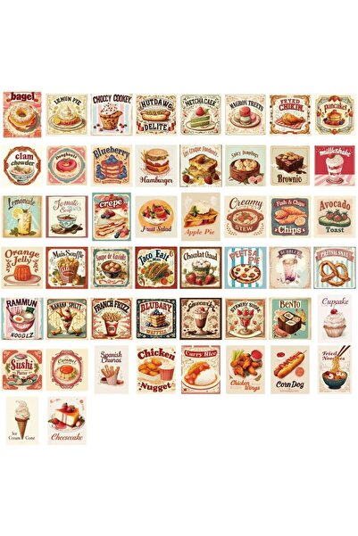 Choice 50PCS 50/100PCS Waterproof Cartoon Retro Delicious Food Graffiti Stick...