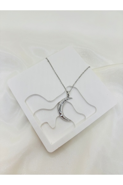 Home Taşlı Hilal Ay Kolye - Gold & Silver Seçenekli Şık Minimal Kadın Kolyesi...