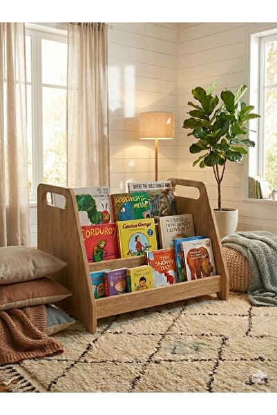 akçehome Montessori 3 Raflı MDF Çok Kullanışlı Kitaplık