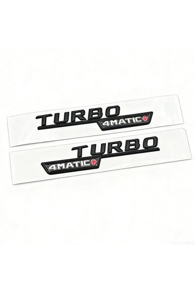Choice Matte Black 2pcs 2Pcs ABS Letters TURBO 4MATIC Plus Logo Car Fender Si...