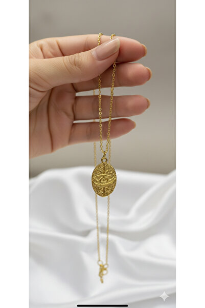 Store Amon Ra Göz Desenli Paslanmaz Kararmaz Çelik Kolye