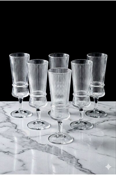 Maloria Crystal Glass Flute Cup Set |   6-Pack - 150ml Large Size