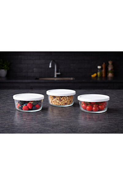 LAV FEYZADE Round Saklama Kabı (380 cc X 3 ADET) BEYAZ KAPAKLI (LV-RND-211)