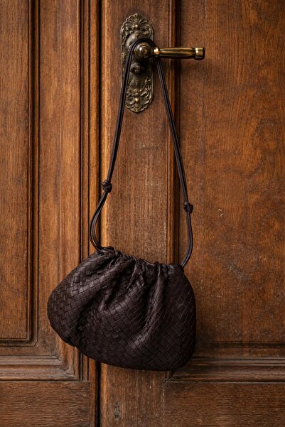 5in1Canpolat حقيبة جلدية محبوكة باللون البني من فينيسيا 7975