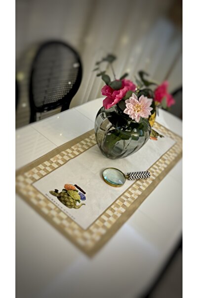 Nef’s Atelier Mocha Ortanca Patterned Runner Mc 40*140 cm