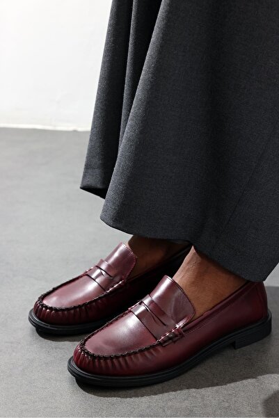 5in1Canpolat Mocasini din piele de prune închisă 35507