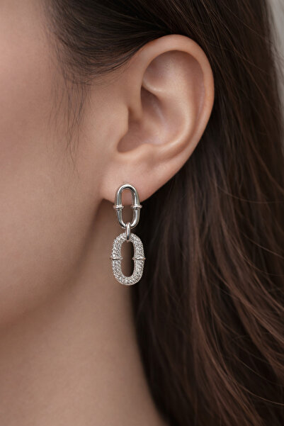 Bade 3 cm 316L Stainless Steel Women's Earrings with Dangling Zircon Stone