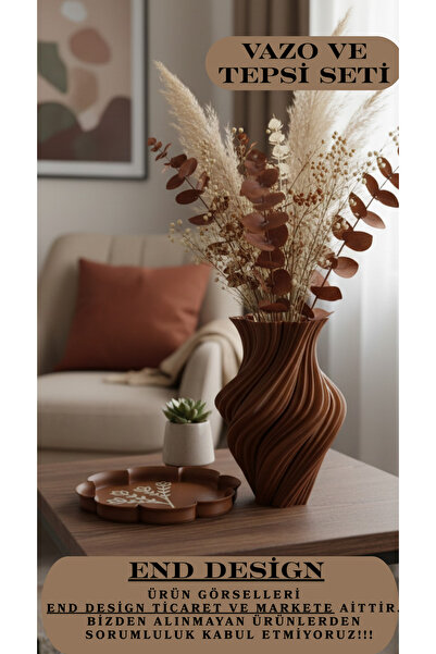 END Design 3D Printed Spiral Design Vase & Decorative Tray Set – Modern Home ...
