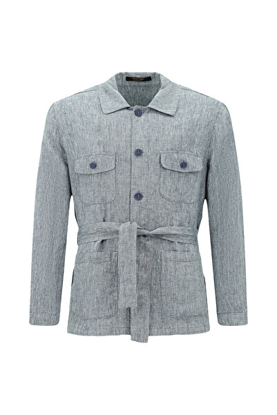 Abdullah Kiğılı سترة من الكتان بقصة قياسية وحزام من 6 دروب