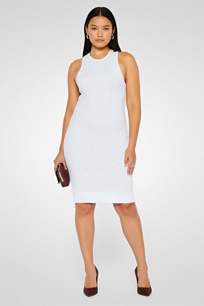 Michael Kors Women Brand Logo Bodycon Dress, White