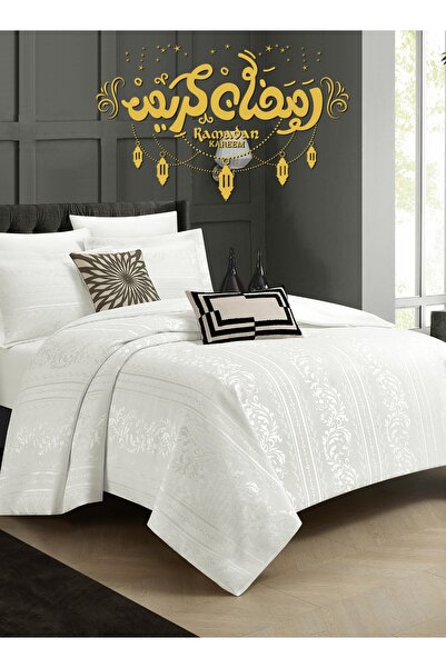 Master Home Textile طقم لحاف جاكار بوليستر شينيل، 9 قطع، مقاس كينج، يناسب سري...