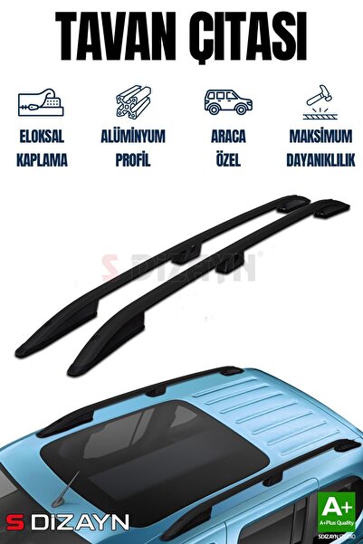 S Dizayn S-Dizayn Opel Combo E Kısa Şase Aluminyum Siyah Tavan Çıtası 2019 Üz...