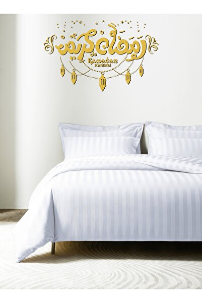 Master Home Textile طقم غطاء لحاف فندقي قطني، مقاس مفرد، 4 قطع، بنمط مخطط، عد...