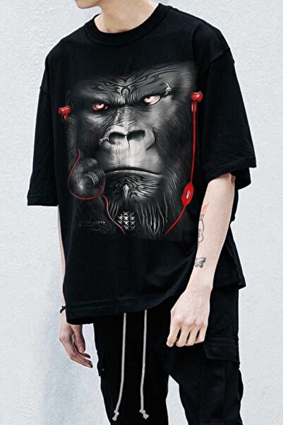 Freak Tshirt Μπλουζάκι Unisex με μαύρο χρώμα Gorilla Large με τύπωμα