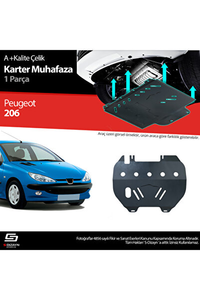 S Dizayn S-Dizayn Peugeot 206 Çelik Karter Muhafaza Koruma 1998-2013 A+ Kalit...