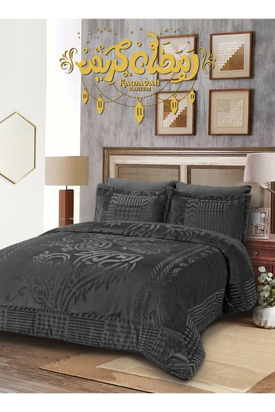 Master Home Textile Velvet Comforter Sets, 5 Pcs Queen Size, Fits 160 x 200 c...