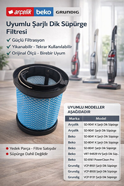 Arçelik Dik Süpürge Şarjlı Motor Filtresi Filtre-9178017863