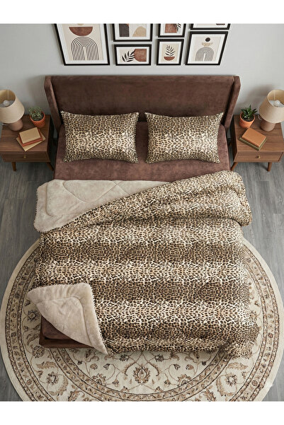 Çetinhome Çift Kişilik Desenli Welsoft Yorgan Seti Leopar