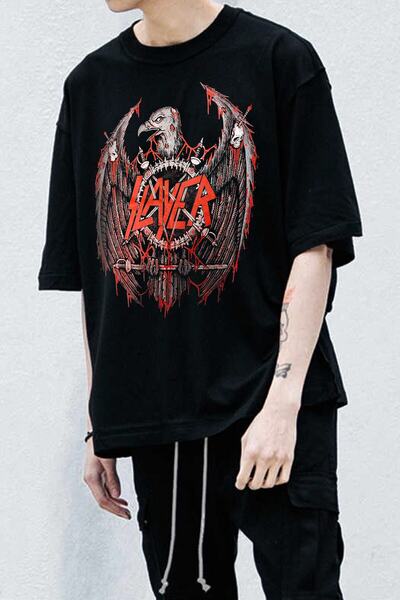 Freak Tshirt Μπλουζάκι Black Color Slayer με τύπωμα Wide Fit Unisex Rock-metal