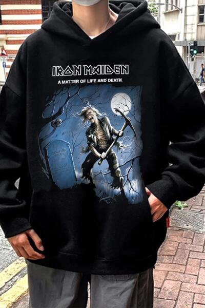 Freak Tshirt Μαύρο χρώμα Iron Maiden Μπροστινό Πίσω με τύπωμα Unisex Φαρδιά κ...