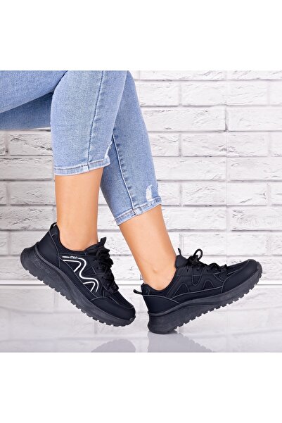 Botinelli Pantofi sport negri pentru femei din piele/textil Avena, 37