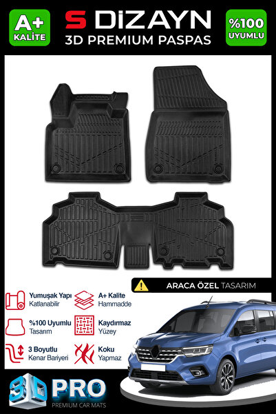 S Dizayn S-Dizayn Renault Kangoo 3D Pro Havuzlu Paspas 2024 Üzeri A+ Kalite 3...