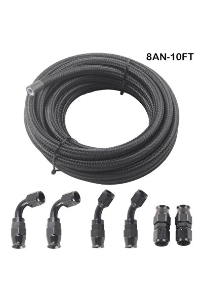 Choice 8AN-10FTBK An6 An8 An10 3m/10ft أنبوب E85 مضفر من النايلون والفولاذ ال...