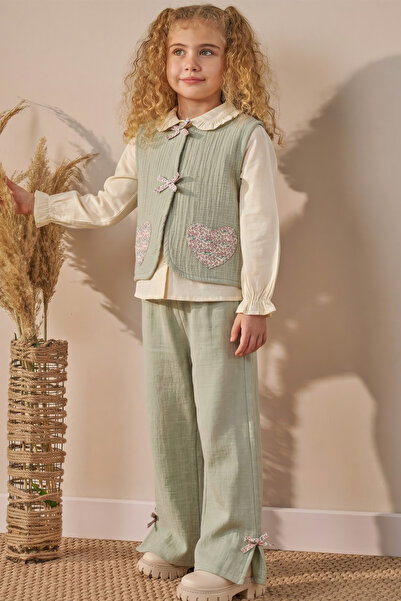 Minipodyum Vestă din muselină cu detaliu de fundă, confortabilă, croială pant...