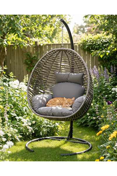 ALCHAİR Hamfındık Serisi Tekli Gri 1. Sınıf Dolgulu Makrome Örgü İplik Gri Mi...