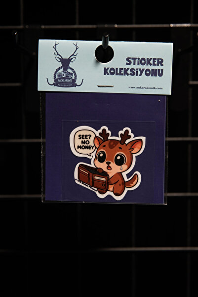 Ankarakomik Ghibli Geyik Karakteri See No Money Geyik Su Geçirmez Sticker 6x6 cm - Laptop, Bardak, Araba Uyumlu