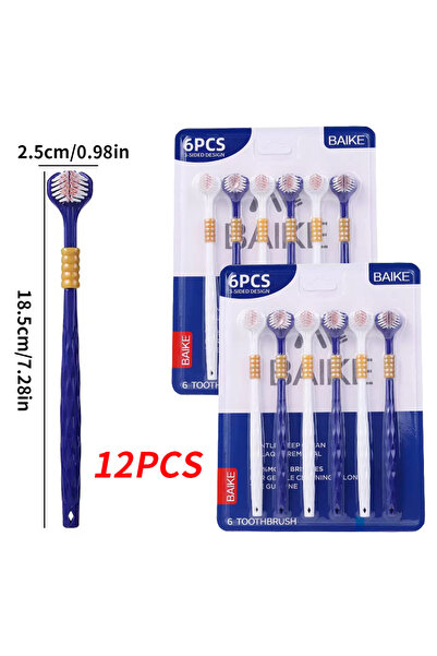 Choice فرشاة أسنان يدوية بثلاثة رؤوس، 12 قطعة، 6 أو 12 رأسًا، بشعيرات ناعمة -...